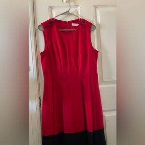 Calvin Klein Red and Black Midi Dress